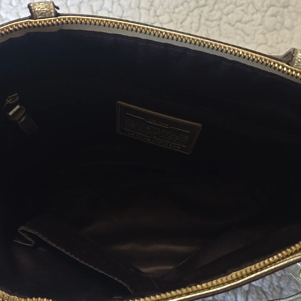 COACH Monogram and Gold Sequin Tote Bag